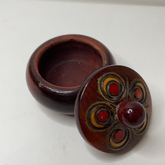 Trinket box Antique handmade Turned and carved Wood storage memory box ash urn - Picture 5 of 7